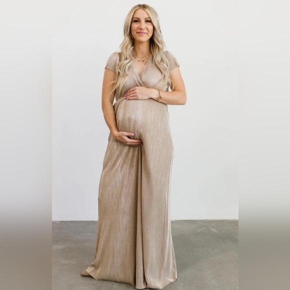 Baltic Born Athena Pleated Maxi Dress Gold - Picture 2 of 8